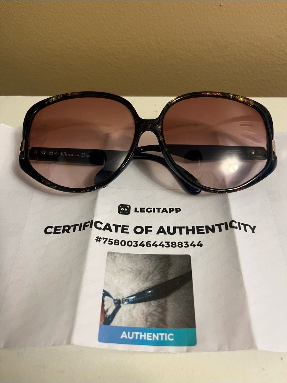 Dior Oversized Tortoiseshell Sunglasses with Brown Gradient Lenses COA Included.